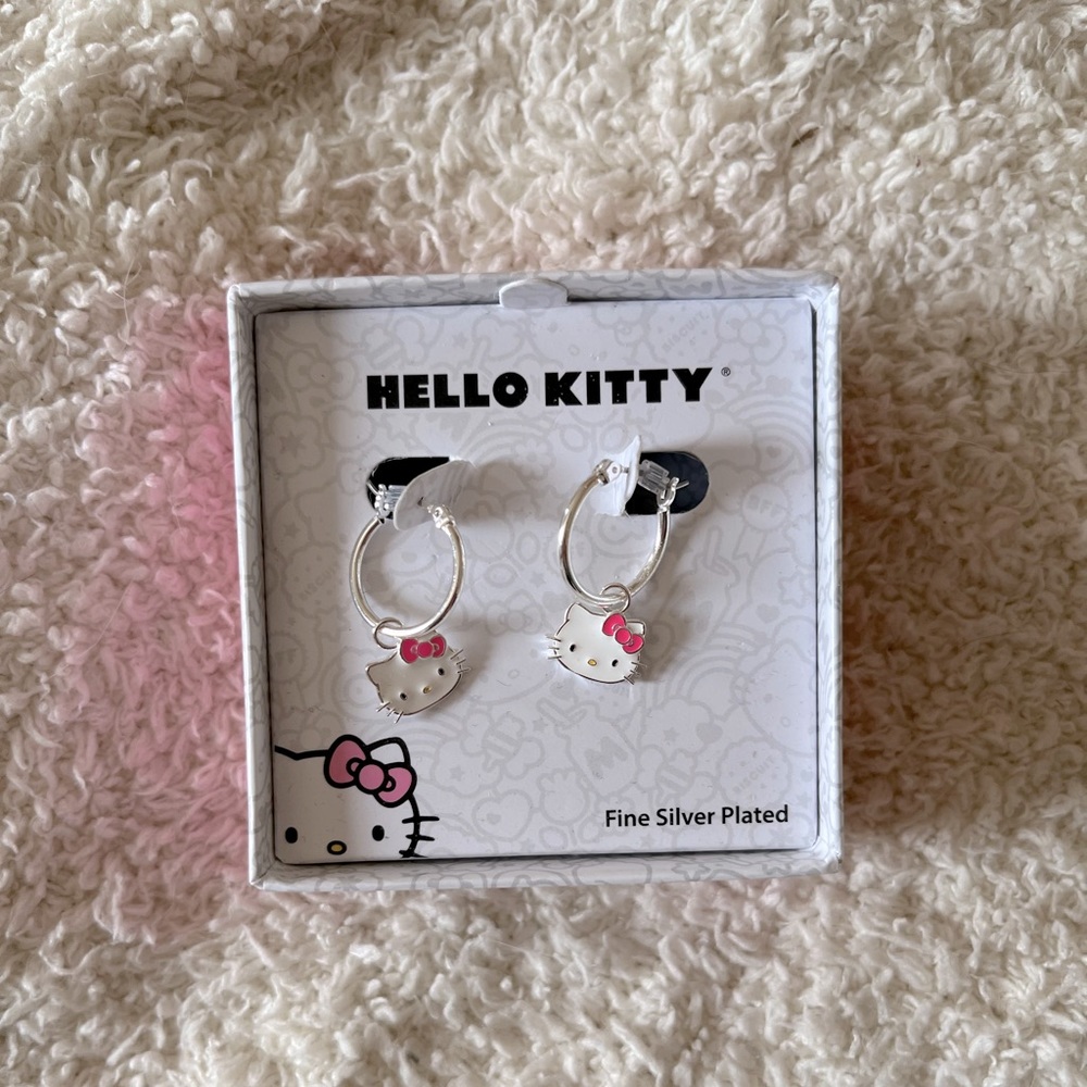 Hello Kitty small drop hoop earrings.